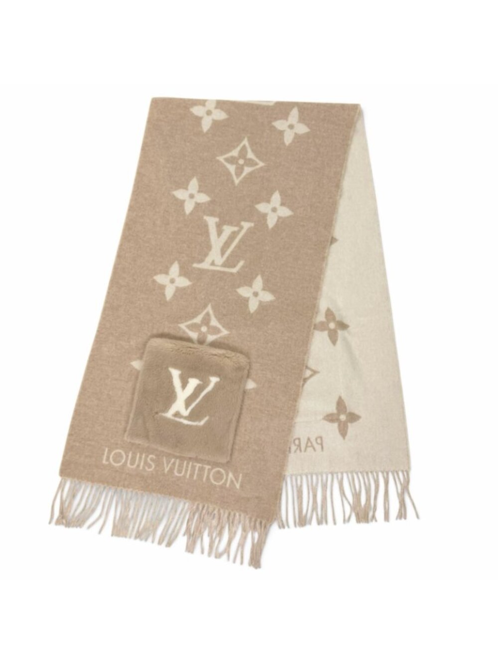Louis Vuitton Echarpe Cold Reykjavik Cashmere Mink Scarf Beige - Picture 3 of 9
